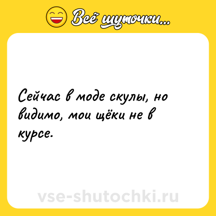 Шутка: Сейчас в моде скулы, но видимо, мои щёки не в курсе.