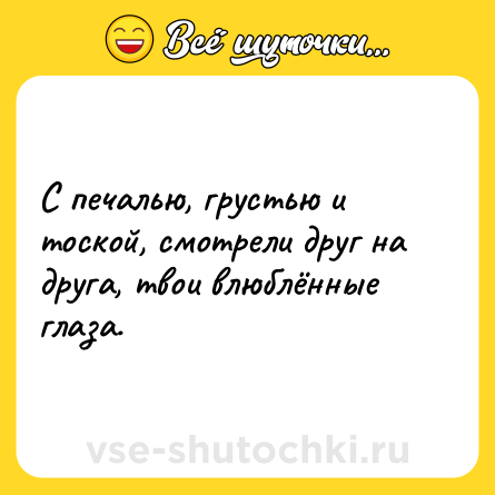 Шутка: С печалью, грустью и тоской, смотрели друг на друга, твои влюблённые глаза.