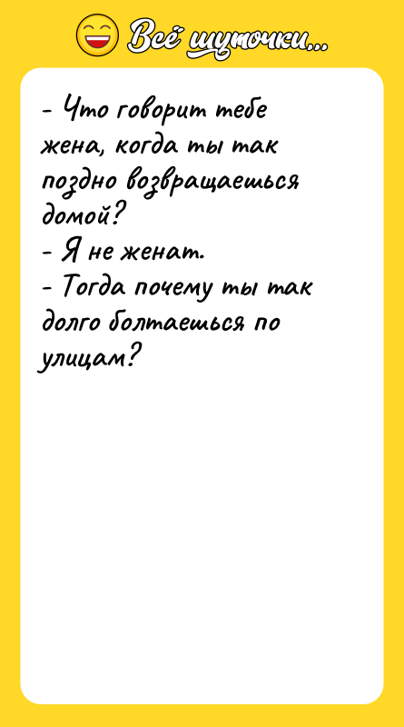 - Что говорит тебе жена, когда ты так поздно возвращаешься