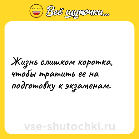 Шутка: Жизнь слишком коротка, чтобы тратить ее на подготовку к экзаменам.