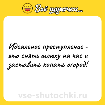Шутка: Идеальное преступление - это снять шлюху на час и заставить копать огород!