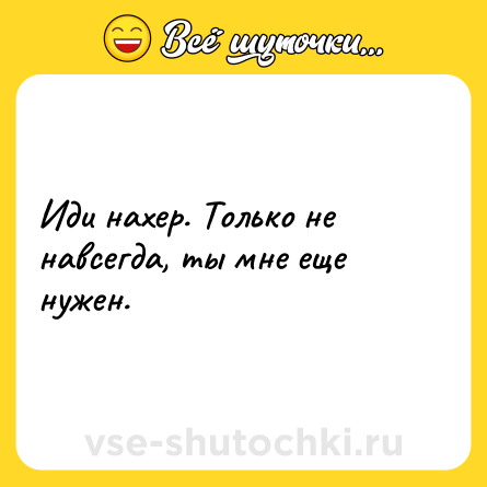 Шутка: Иди нахер. Только не навсегда, ты мне еще нужен.