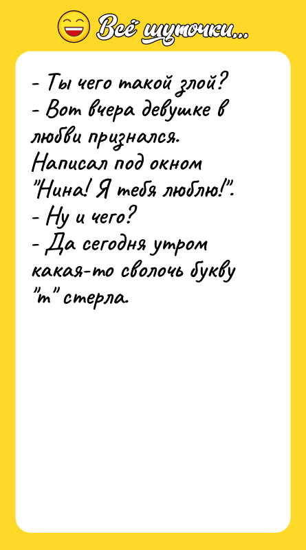 - Ты чего такой злой? - Вот вчера девушке в