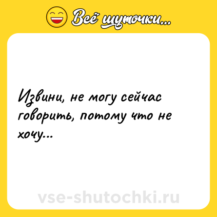 Шутка: Извини, не могу сейчас говорить, потому что не хочу...