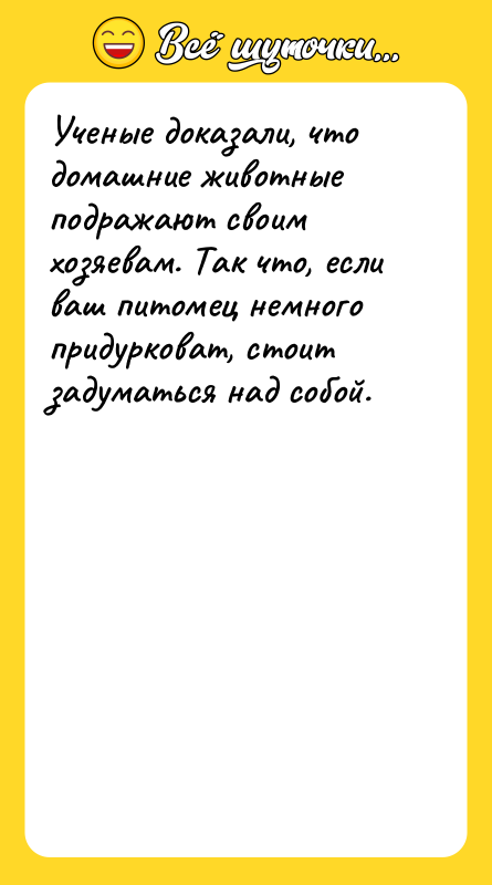 Ученые доказали, что домашние животные подражают своим хозяевам. Так что,