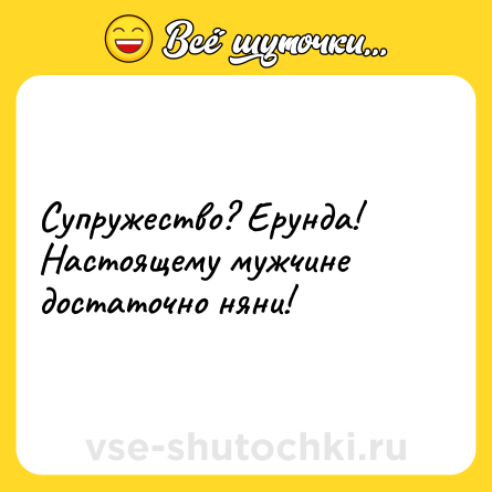 Шутка: Супружество? Ерунда! Настоящему мужчине достаточно няни!