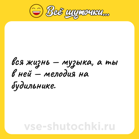 Шутка: вся жизнь — музыка, а ты в ней — мелодия на будильнике.