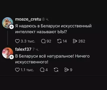 Белорусский ИИ — только натуральный! 🇧🇾🤖 - moaze cretu: Я надеюсь в Беларуси искусственный интеллект называют ыбыl?