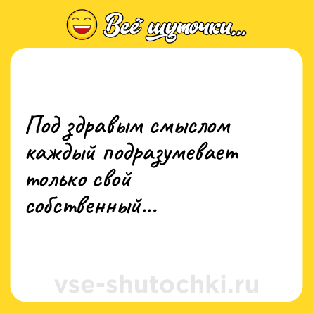 Шутка: Под здравым смыслом каждый подразумевает только свой собственный...