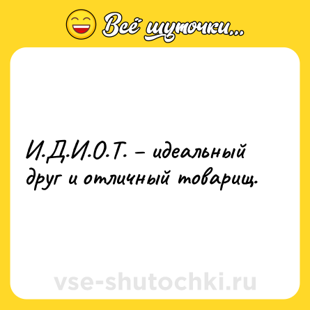 Шутка: И.Д.И.О.Т. – идеальный друг и отличный товарищ.
