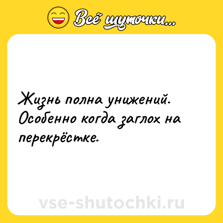 Шутка: Жизнь полна унижений. Особенно когда заглох на перекрёстке.