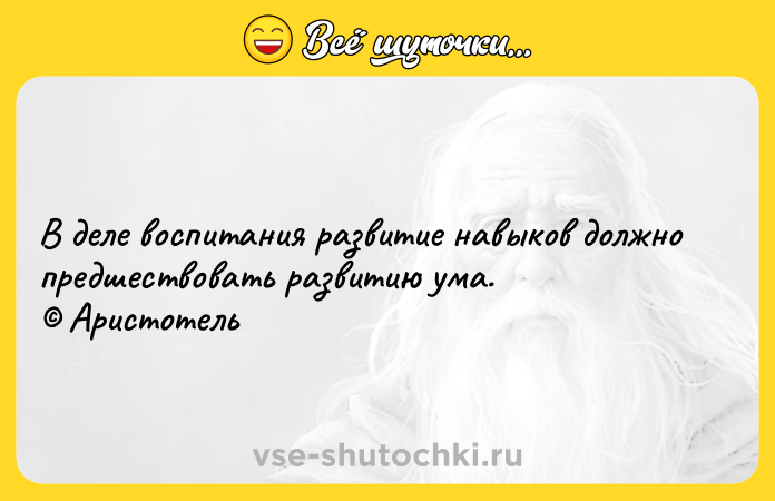 Цитата: В деле воспитания развитие навыков должно предшествовать развитию ума. Аристотель
