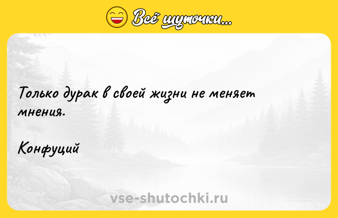 Цитата: Только дурак в своей жизни не меняет мнения. Конфуций