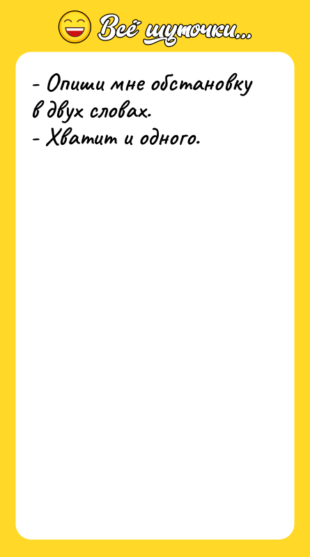 - Опиши мне обстановку в двух словах. -