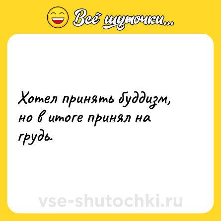 Шутка: Хотел принять буддизм, но в итоге принял на грудь.