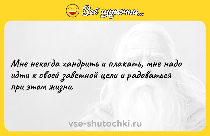Цитата: Мне некогда хандрить и плакать, мне надо идти к своей заветной цели и радоваться при этом жизни.