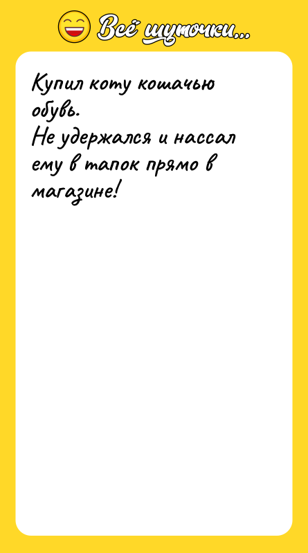 Купил коту кошачью обувь. Не удержался и нассал ему в