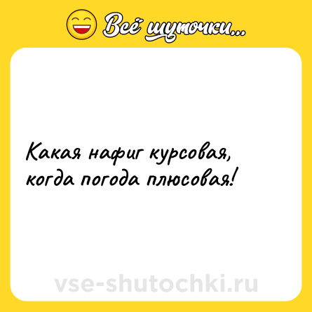 Шутка: Какая нафиг курсовая, когда погода плюсовая!