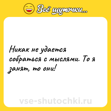 Шутка: Никак не удается собраться с мыслями. То я занят, то они!