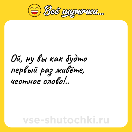 Шутка: Ой, ну вы как будто первый раз живёте, честное слово!..