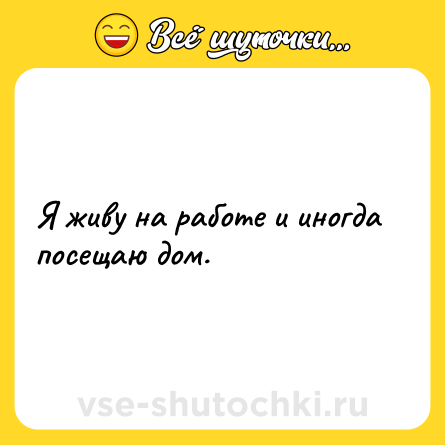 Шутка: Я живу на работе и иногда посещаю дом.