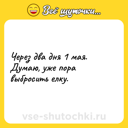 Шутка: Через два дня 1 мая. Думаю, уже пора выбросить елку.