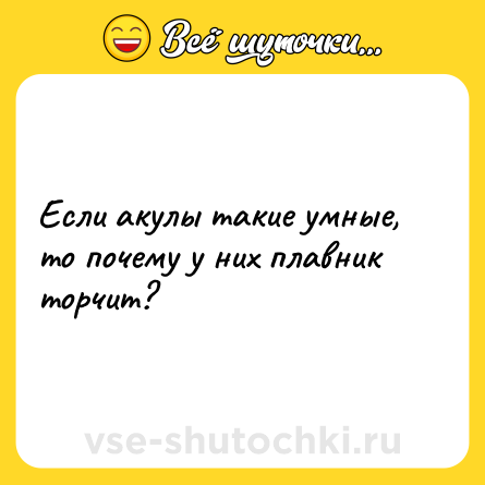 Шутка: Если акулы такие умные, то почему у них плавник торчит?