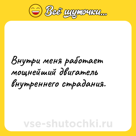 Шутка: Внутри меня работает мощнейший двигатель внутреннего страдания.