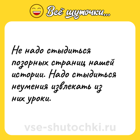 Шутка: Не надо стыдиться позорных страниц нашей истории. Надо стыдиться неумения извлекать из них уроки.