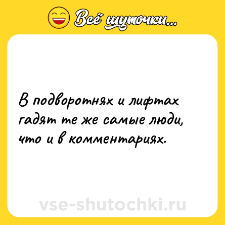 Шутка: В подворотнях и лифтах гадят те же самые люди, что и в комментариях.