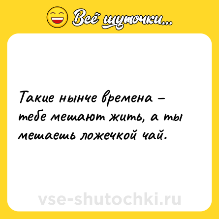 Шутка: Такие нынче времена тебе мешают жить, а ты мешаешь ложечкой чай.