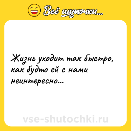 Шутка: Жизнь уходит так быстро, как будто ей с нами неинтересно...