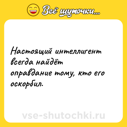 Шутка: Настоящий интеллигент всегда найдёт оправдание тому, кто его оскорбил.