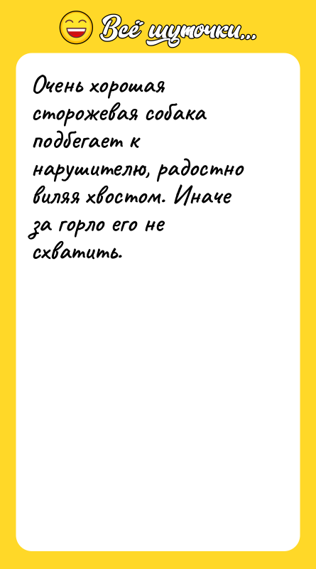 Очень хорошая сторожевая собака подбегает к нарушителю, радостно виляя хвостом.