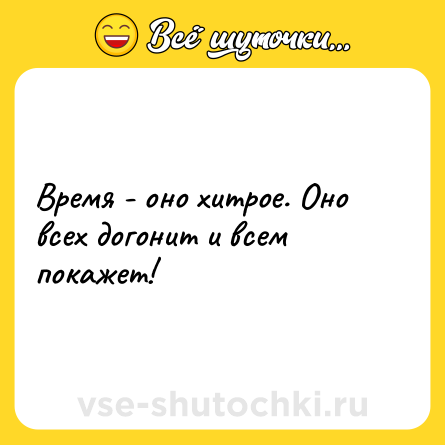 Шутка: Время - оно хитрое. Оно всех догонит и всем покажет!