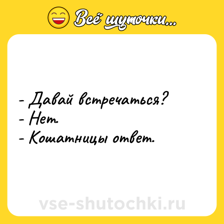 Шутка: - Давай встречаться? <br>- Нет. <br>- Кошатницы ответ.