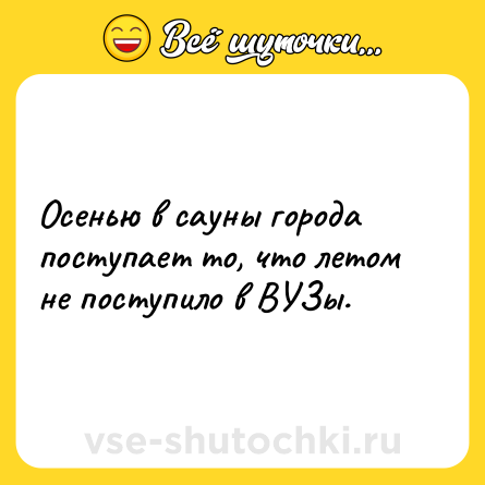 Шутка: Осенью в сауны города поступает то, что летом не поступило в ВУЗы.
