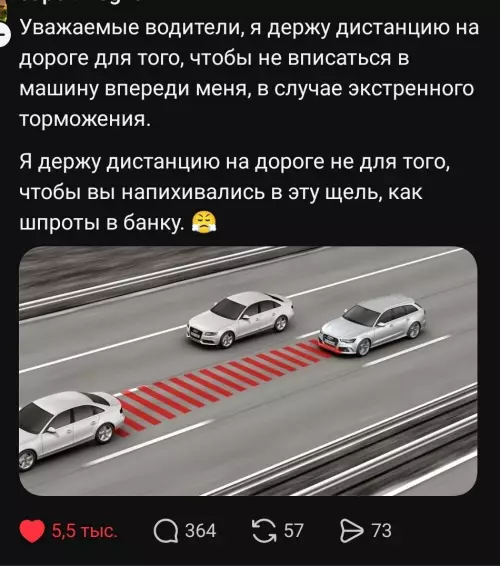 Хватит лезть в эту щель! 🚗💨 - Уважаемые водители, я держу дистанцию на дороге для того, чтобы