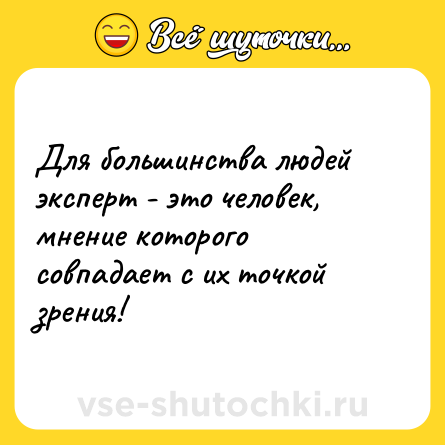 Шутка: Для большинства людей эксперт - это человек, мнение которого совпадает с их точкой зрения!
