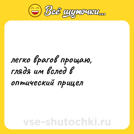 Шутка: легко врагов прощаю, глядя им вслед в оптический прицел