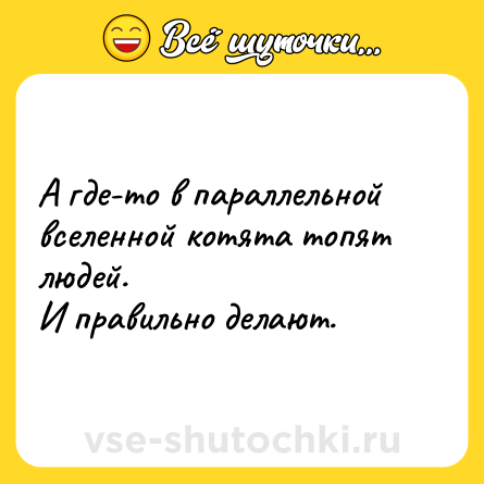 Шутка: А где-то в параллельной вселенной котята топят людей. <br>И правильно делают.