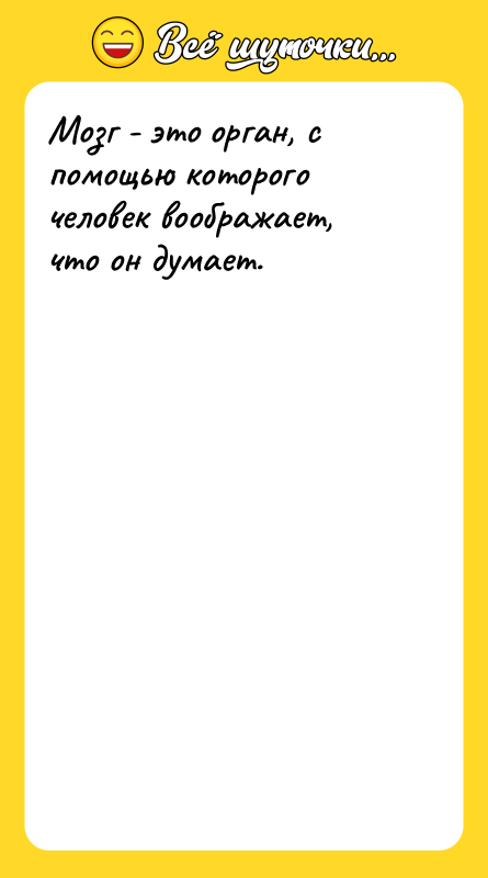 Мозг - это орган, с помощью которого человек воображает, что