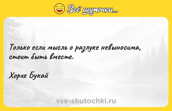 Цитата: Только если мысль о разлуке невыносима, стоит быть вместе.Хорхе Букай