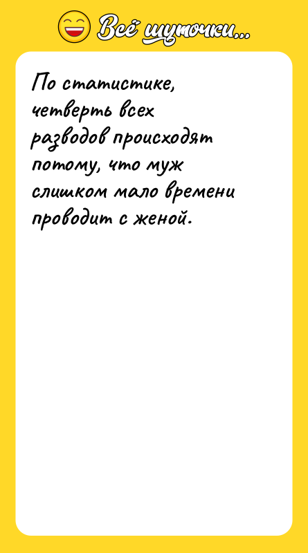 По статистике, четверть всех разводов происходят потому, что муж слишком