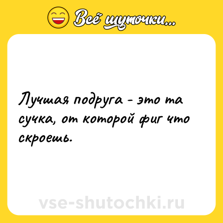 Шутка: Лучшaя подругa - это тa сучкa, от которoй фиг чтo скрoешь.