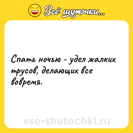 Шутка: Спать ночью - удел жалких трусов, делающих все вовремя.