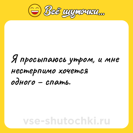 Шутка: Я просыпаюсь утром, и мне нестерпимо хочется одного – спать.