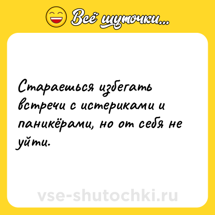 Шутка: Стараешься избегать встречи с истериками и паникёрами, но от себя не уйти.