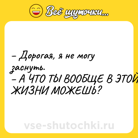 Шутка: Дорогая, я не могу заснуть. А ЧТО ТЫ ВООБЩЕ В ЭТОЙ ЖИЗНИ МОЖЕШЬ?