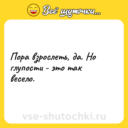 Шутка: Пора взрослеть, да. Но глупости - это так весело.